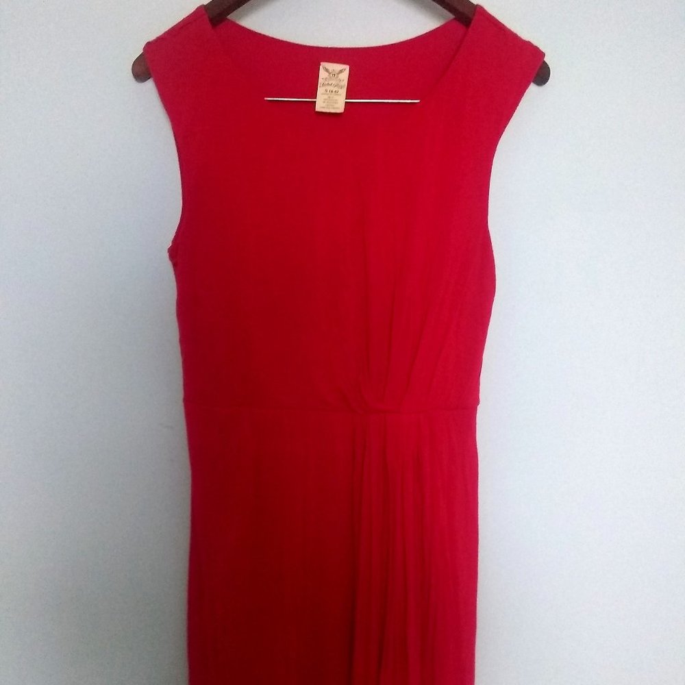 Faded Glory Red Ruched Sleeveless Knee-Length A-Line Faded Glory Dress